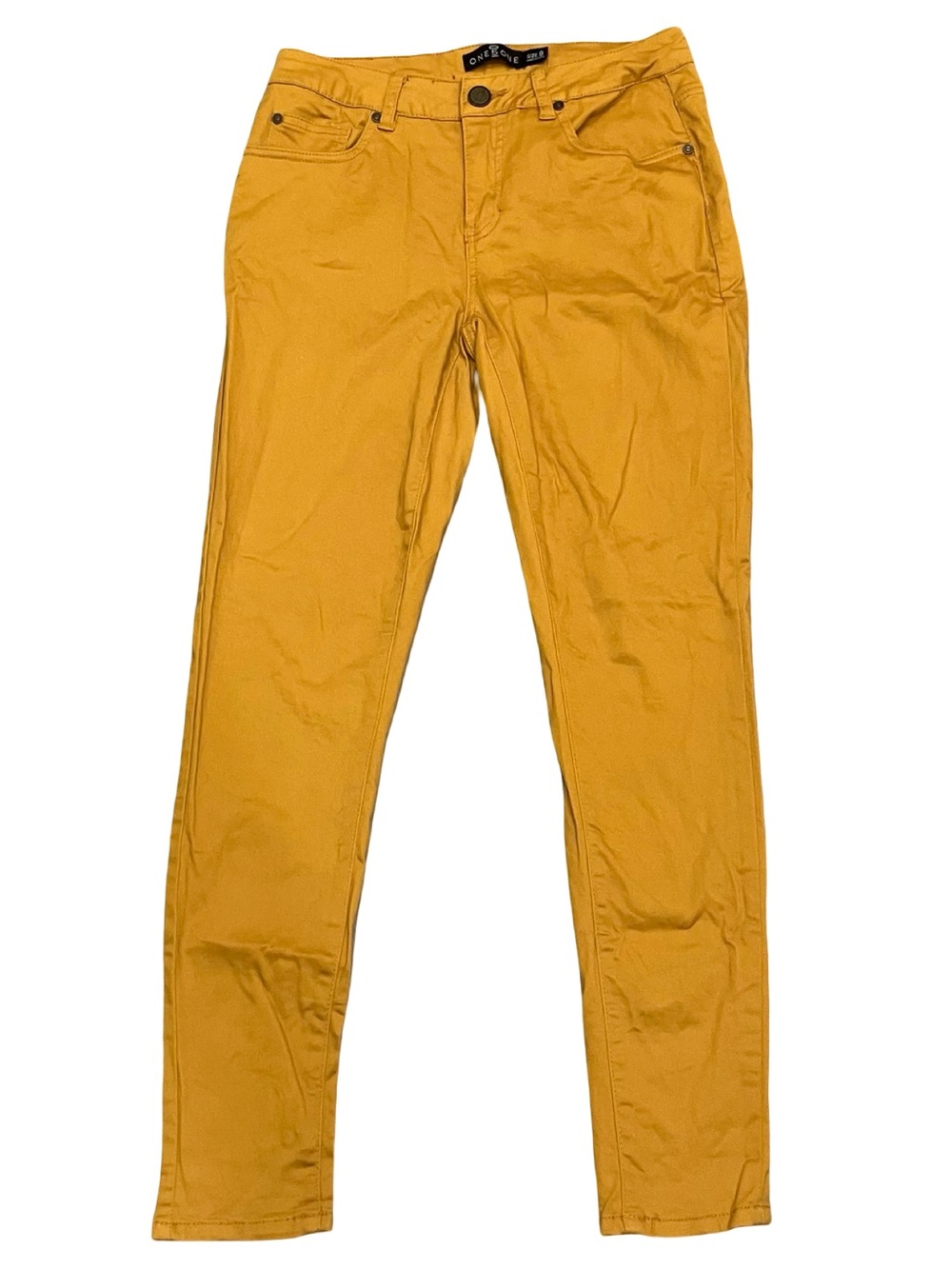 One5One Pants Size 8 Mustard Yellow Goldenrod Skinny Straight Leg Pockets Summer